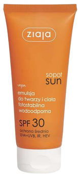 Емульсія для обличчя і тіла Ziaja Sopot Sun фотостійка водонепроникна Spf 30 100 мл (5901887055242)