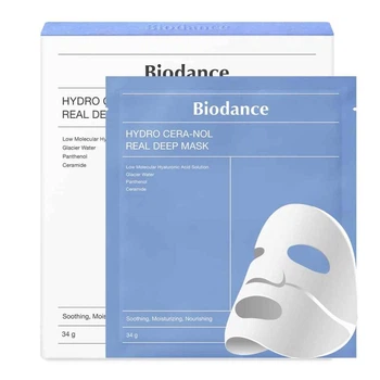 Колагенова гідрогелева маска 4 шт для глибокого зволоження Biodance Hydro Cera-nol Real Deep Mask 4шт