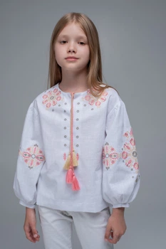 Вишита блуза для дівчинки White1 128 UKR-0313 UkrGlamour