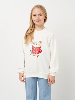 Дитячий теплий світшот новорічний для дівчинки Smile time Christmas Cup OX26-11-0-1 110 см Молочний (st_2000000206912)