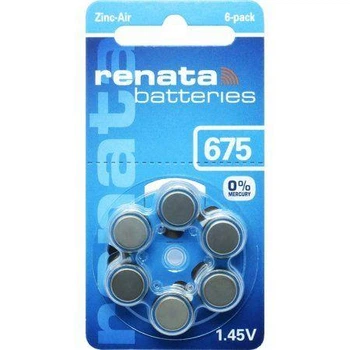 Батарейки для слухового аппарата RENATA ZA675.DP6 0%HG (PR44) 1х6 шт.
