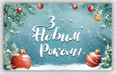 Паперовий плакат на Новий рік / Різдво "Ніжно-блакитний фон", 120х75 см