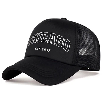Кепка Тракер логотип Chicago (Чикаго) с сеточкой Черный, Унисекс WUKE One size