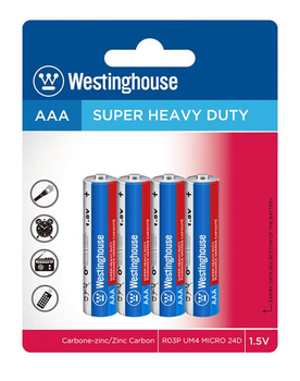 Сольова батарейка Westinghouse Super Heavy Duty AAA/R03 4шт/блістер
