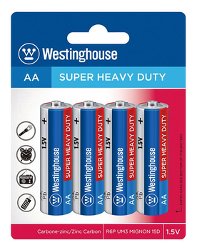Солевая батарейка Westinghouse Super Heavy Duty AA/R6 4шт/блистер