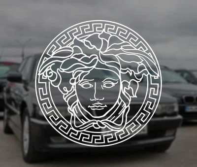Наклейка на Авто / Мото / Витрину на Стекло Кузов " Версаче логотип - Versace logo - ТИП5 " белый цвет