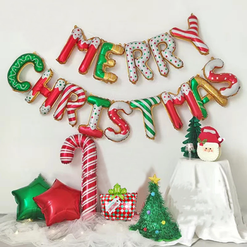 Новогодняя Фотозона Из Шаров Merry Christmas с подарком ( 5 шаров )