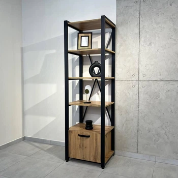 Стелаж-етажерка MebliRoMax Loft 600 1Д Дуб Тахо/ Чорний (000088448)