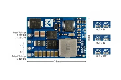 Регулятор живлення Matek BEC12S-PRO 9-55V 5V/8V/12V