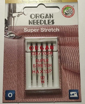 Иглы швейные для стрейча, лайкры ORGAN SUPER STRETCH №90 для швейных бытовых машин блистерная упаковка 5 штук (7035)