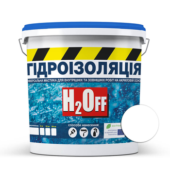 Рідка гідроізоляція універсальна акрилова фарба мастика H2Off SkyLine Біла 3.6 кг