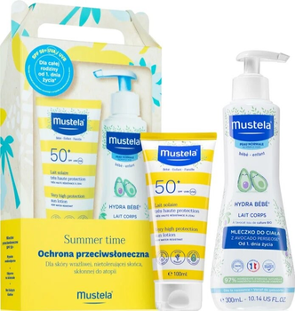  Zestaw Mustela Summer Time Hydra Bebe mleczko do ciala 300 ml + mleczko przeciwsloneczne 100 ml (5905794263226)