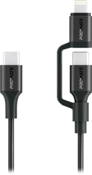 Кабель Promate PowerLink-CCi USB-C to USB-C/Lightning 1.2 м Black (powerlink-cci.black)