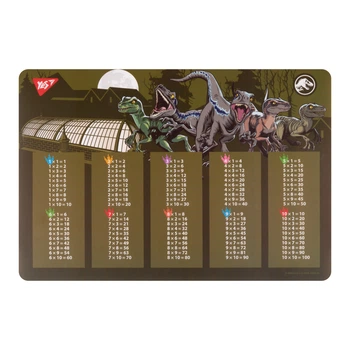 Подложка настольная 42 x 29см Yes таблица умножения Jurassic World хаки
