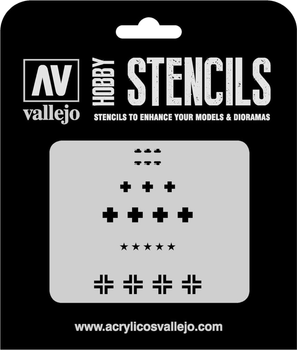 Трафарет Vallejo ST-AFV001 Stencils Assorted German WWII Tank Markings 1:35 (8429551986373)