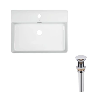 Прямоугольная раковина с донным клапаном QTAP NANDO LT QT12112173WN47326