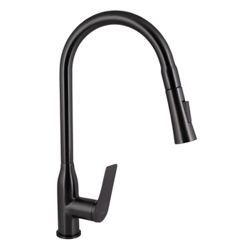 Смеситель для кухни Qtap Vlasta New с выдвижным изливом QTVLA344GMB45647 Gunmetal Black PVD