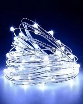 Гирлянда Роса 20м проволка на батарейках USB 200 LED белый
