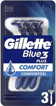 Одноразові станки для гоління чоловічі Gillette Blue3 Comfort 3шт (7702018489619)