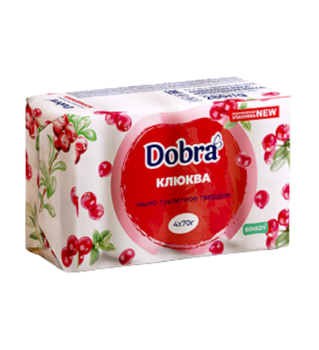 Мило туалетне тверде Журавлина Dobra екопак 4*70 г. 4178