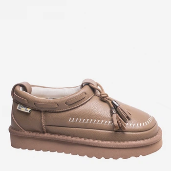 Женские угги низкие кожаные с мехом PLPS 5851-1 36 22.5 см Коричневые (ROZ6501055819)