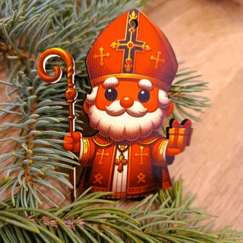Деревянная эко-игрушка с крючками на елку Luxyart Святой Николай (DN-739)