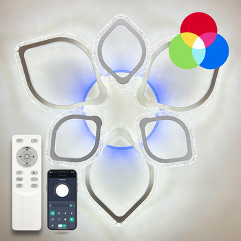 Люстра светодиодная потолочная LUMINARIA AZALIA RGB 80W+10W 6R 680/120 WHITE/ICE 220V IP20, LED светильник с пультом ДУ