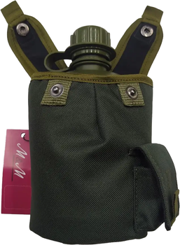 Фляга пластикова 1000 мл хакі в чохлі М&М 2 Olive green Хакі (213392)