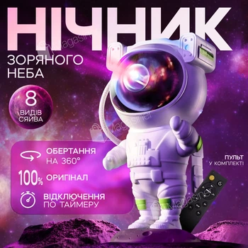 Лазерный ночник-проектор звездного неба Астронавт на пульте управления 8 галактик (2829)
