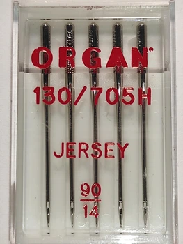 Иглы швейные для вязаных и трикотажных тканей ORGAN Jersey №90 пластиковый бокс 5 штук для бытовых швейных машин (6997)