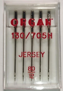 Иглы швейные для вязаных и трикотажных тканей ORGAN Jersey №80 пластиковый бокс 5 штук для бытовых швейных машин (7003)
