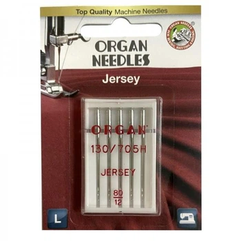 Иглы швейные для вязаных и трикотажных тканей ORGAN Jersey №80 для бытовых швейных машин упаковка 5 штук (7005)