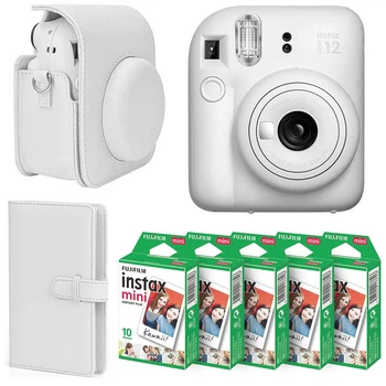 Подарунковий набір Fujifilm Instax Mini 12 Cray White: Камера + Чохол + Фотоальбом на 108 фото + Фотоплівка 50 шт + Подарункове пакування