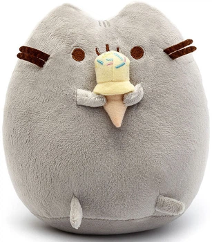 Мягкая игрушка Пушин кет Pusheen cat большой 23х25 см с Мороженым в лапках Серый n-11279