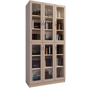 Книжкова шафа зі склом 6 - дверна 2100Х1200Х320 мм. дуб молочний