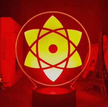 Світильник з 3D ефектом led лампа Шарінган Саске Учіхі з аніме Наруто: Ураганні хроніки Naruto нічник із пультом