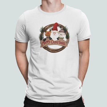 Мужская Новогодняя футболка Stedman с принтом Merry Christmas Рождественский венок Белый XL