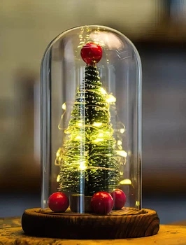Новогодняя елка в стеклянной колбе christmas с Led подсветкой светодиодный ночник светильник рождественская елка на батарейках