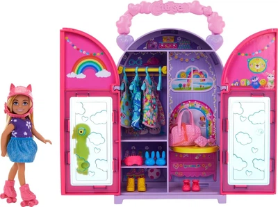 Кукла Игровой набор Barbie Chelsea Doll Барби Челси и шкаф с 15 предметами одежды и аксессуарами Mattel