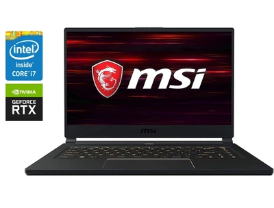 Игровой ноутбук MSI GS65 Stealth 9SE / 15.6" (1920x1080) IPS / Intel Core i7-9750H (6 (12) ядра по 2.6 - 4.5 GHz) / 32 GB DDR4 / 480 GB SSD / nVidia GeForce RTX 2060, 6 GB GDDR6, 192-bit / WebCam б/у