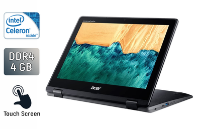 Нетбук Acer Chromebook R851TN / 12" (1366x912) IPS Touch / Intel Celeron N4120 (4 ядра по 1.1 - 2.6 GHz) / 4 GB DDR4 / 32 GB SSD / Intel UHD Graphics 600 / WebCam / USB Type-C б/у