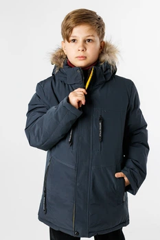 Куртка зимняя Imydaq Style для мальчика 10-15 лет , Графит, 140