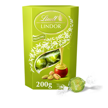 Конфеты Lindt Lindor Praliny Pistachio из молочного шоколада с фисташковой начинкой, 200г