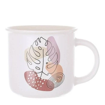 Чашка фарфоровая Flora Leaf 370 мл. белая 32988