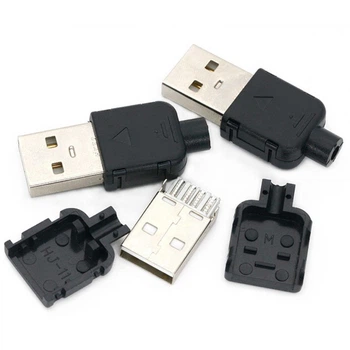 Штекер USB A 5pin розбірний короткий чорний