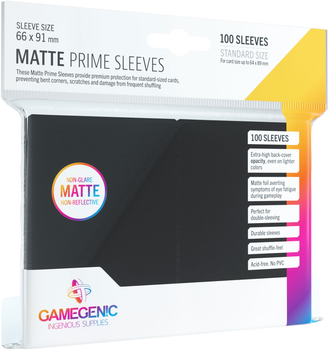 Zestaw koszulek do kart Gamegenic Matte Prime CCG Sleeves 6.6 x 9.1 cm 100 szt Czarne (4251715402436)