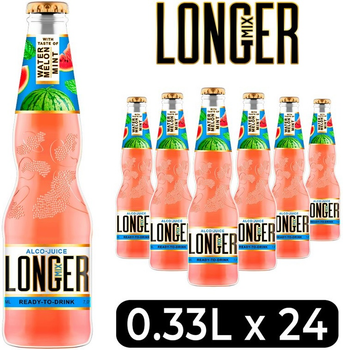 Упаковка слабоалкогольного напою LONGmixER Кавун-М'ята 7% 0.33 л x 24 пляшки (4820201995402)