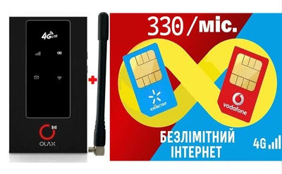 Мобильный 4G модем/роутер USB WI-FI 3G/4G LTE Olax MF 981- Киевстар, Vodafone, Lifecell с антенным разъемом + Подарок - симкарта для интернета