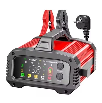 Пуско-зарядное устройство FPT-250 12V/25A 24V/15A для автомобильного аккумулятора импульсное зарядное устройство для АКБ авто зарядник аккумулятора автомобиля пусковое устройство бустер десульфатор Foxsur 12 вольт 24 вольт (красный)