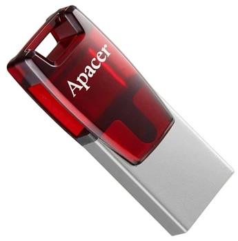 Флеш память USB Apacer AH180 64GB USB 3.2 Gen1 + Type-C Red (AP64GAH180R-1)